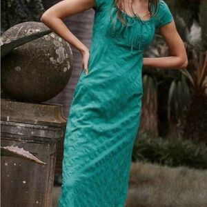 Women’s size small Free People NWOT Natalya green midi dress
